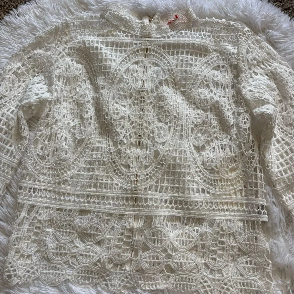 Mele & Pere Top New Lace Bell‎ Sleeves White Womens Size Medium